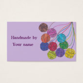 Handgemaakt door (jouw naam), bollen van garen, op visitekaartje (Voorkant)