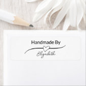 Handgemaakt door Jouw naam in Script met hart Etiket (Insitu)