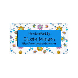 Handgemaakt door - leuke, kleurrijke trendy krabbe etiket