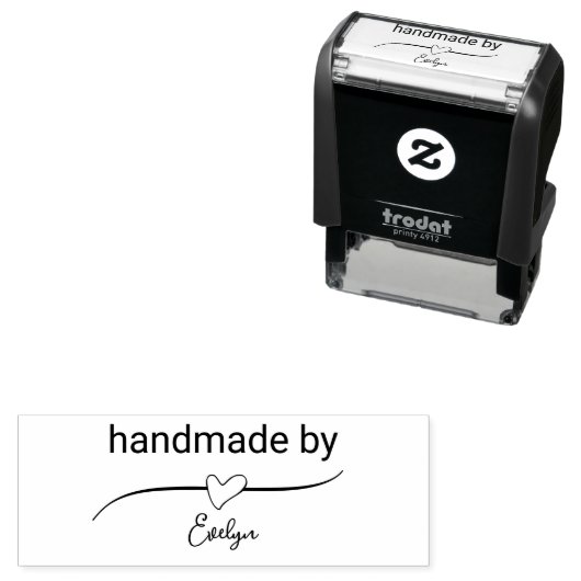 Handgemaakt door Maker's Name in Cursief Script He Zelfinktende Stempel (In situ)