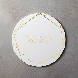 Handgemaakt door moderne witte geometrische goudef ronde sticker