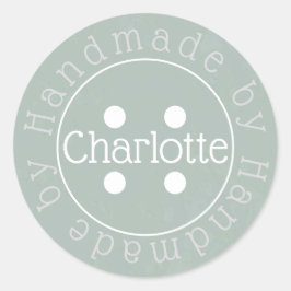 Handgemaakt door naaien knop papier sticker