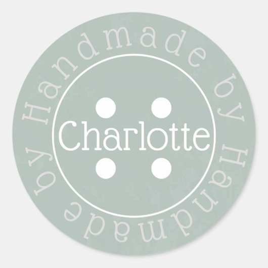 Handgemaakt door naaien knop papier sticker (Voorkant)