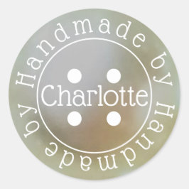 Handgemaakt door naaien knop papier sticker