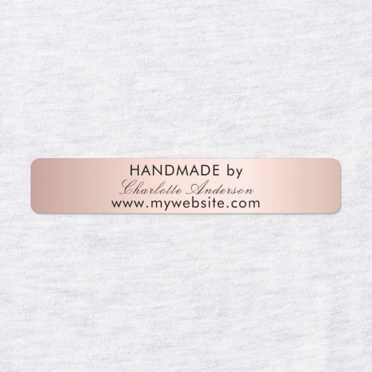 Handgemaakt door naam roos gouden script labels (Design 1)