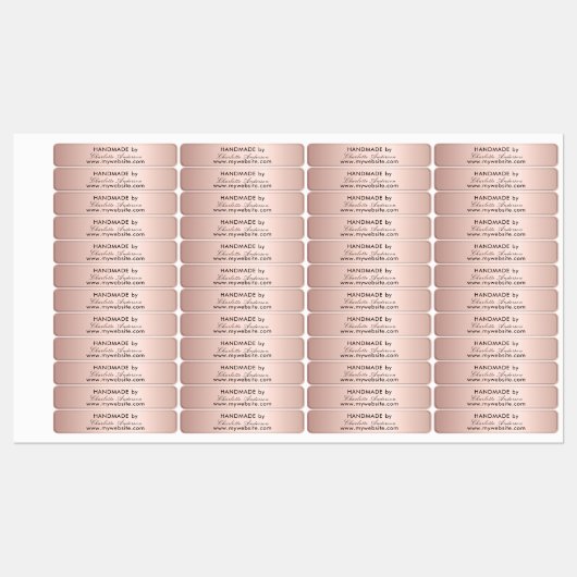 Handgemaakt door naam roos gouden script labels (Vel)