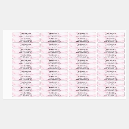 Handgemaakt door naam zwart roze marmer script labels (Vel)