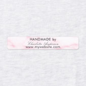 Handgemaakt door naam zwart roze marmer script labels (Design 2)