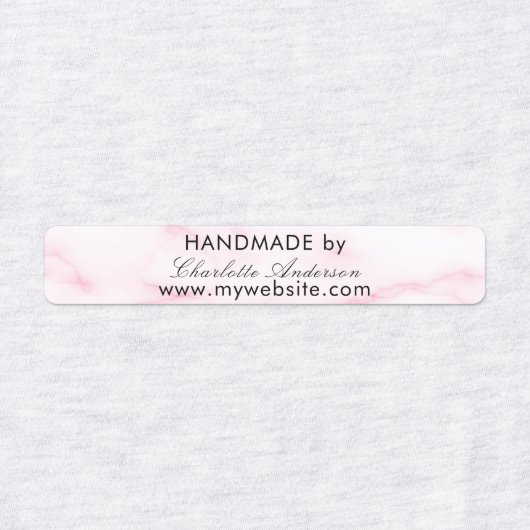 Handgemaakt door naam zwart roze marmer script labels (Design 2)