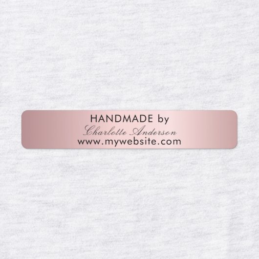 Handgemaakt door naam zwart roze script labels (Design 1)