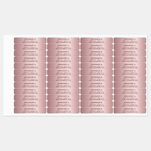 Handgemaakt door naam zwart roze script labels (Vel)