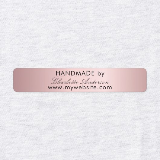 Handgemaakt door naam zwart roze script labels (Design 2)