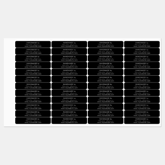 Handgemaakt door naam zwart script labels (Vel)