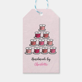 handgemaakt door roze katoenrol cadeaulabel