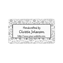 Handgemaakt door - schattige, trendy doodle bloeme etiket