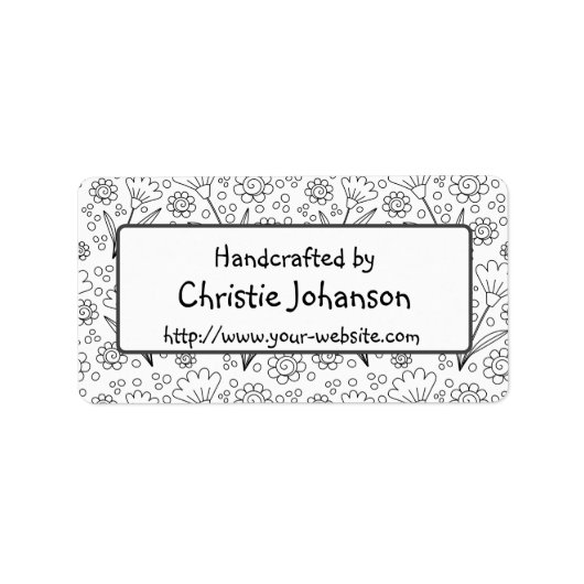 Handgemaakt door - schattige, trendy doodle bloeme etiket (Voorkant)