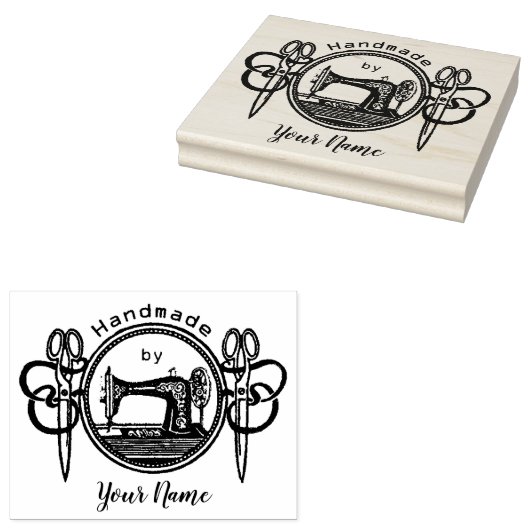 Handgemaakt door Stamp met  naaimachine Rubberstempel (Gestempeld)