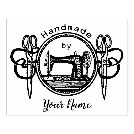 Handgemaakt door Stamp met  naaimachine Rubberstempel (Afrduk)
