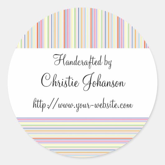 Handgemaakt door - stripes design ronde sticker (Voorkant)