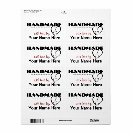 Handgemaakt door uw aangepaste labels (Full Sheet)