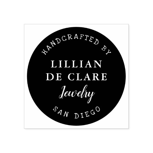 Handgemaakt door, uw bedrijfsnaam, locatie rubberstempel (Afrduk)