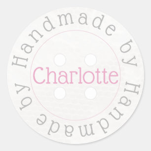 Handgemaakt door witte naaiknop papier sticker