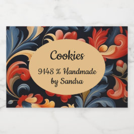 Handgemaakt door yourname Rosepaint Rosemaling 1 v Voedselcontainer Etiket