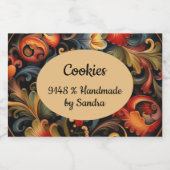 Handgemaakt door yourname Rosepaint Rosemaling 2 v Voedselcontainer Etiket (Enkel label)