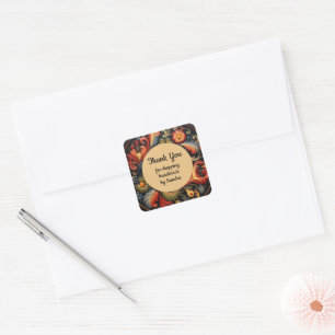 Handgemaakt door yourname Rosepaint Rosemaling 4 v Vierkante Sticker