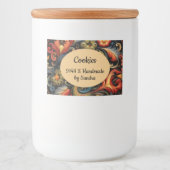 Handgemaakt door yourname Rosepaint Rosemaling 4 v Voedselcontainer Etiket (Voorkant)