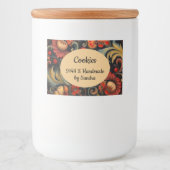 Handgemaakt door yourname Rosepaint Rosemaling 6 v Voedselcontainer Etiket (Voorkant)