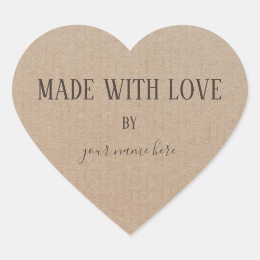  handgemaakt, eenvoudig Trendy Kraft Paper Hart Sticker (Voorkant)