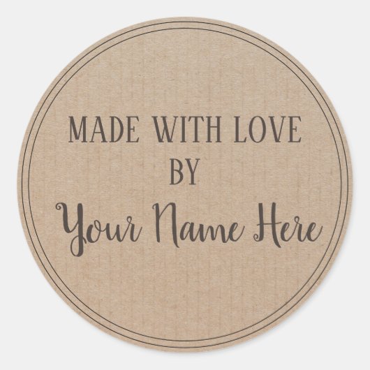  handgemaakt, eenvoudig Trendy Kraft Paper Ronde Sticker (Voorkant)