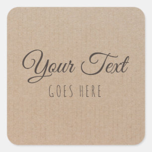 handgemaakt, eenvoudig Trendy Kraft-papier Vierkante Sticker
