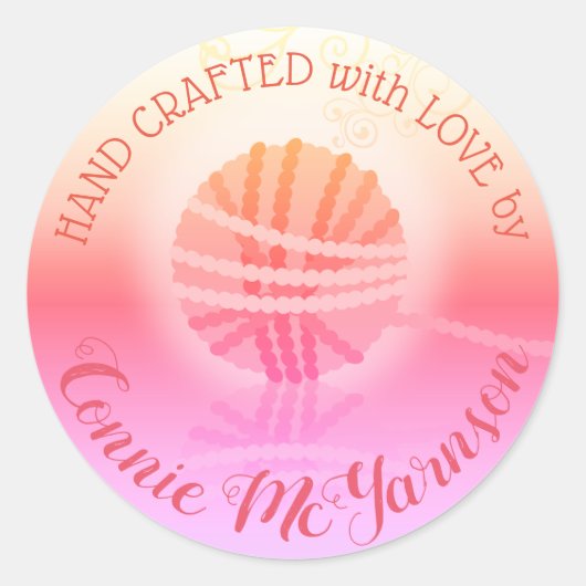 Handgemaakt garen, kraftbrei- en haakwerk ronde sticker (Voorkant)