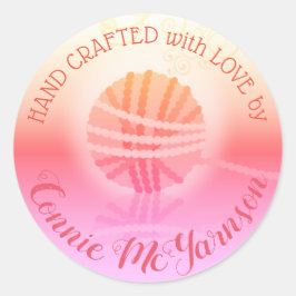 Handgemaakt garen, kraftbrei- en haakwerk ronde sticker