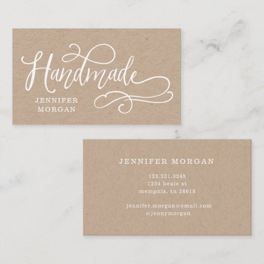 handgemaakt grillig script kraft visitekaartje (Voorkant / Achterkant)