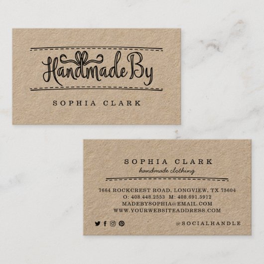 Handgemaakt Handgemaakt Lint & Naaiend Tailor Visitekaartje (Voorkant / Achterkant)