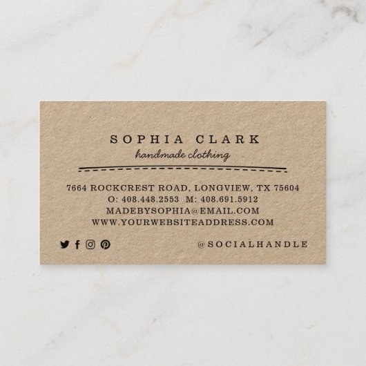 Handgemaakt Handgemaakt Lint & Naaiend Tailor Visitekaartje (Achterkant)