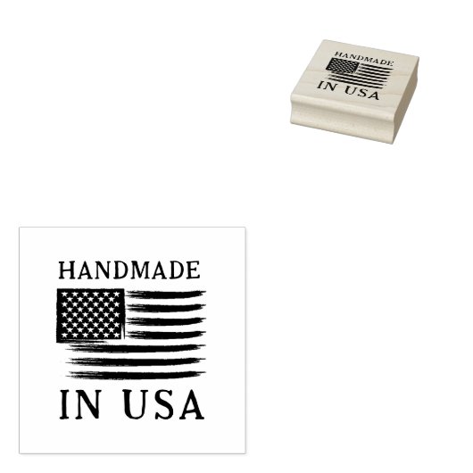 Handgemaakt in de VS Rugged American Square Rubberstempel (Gestempeld)