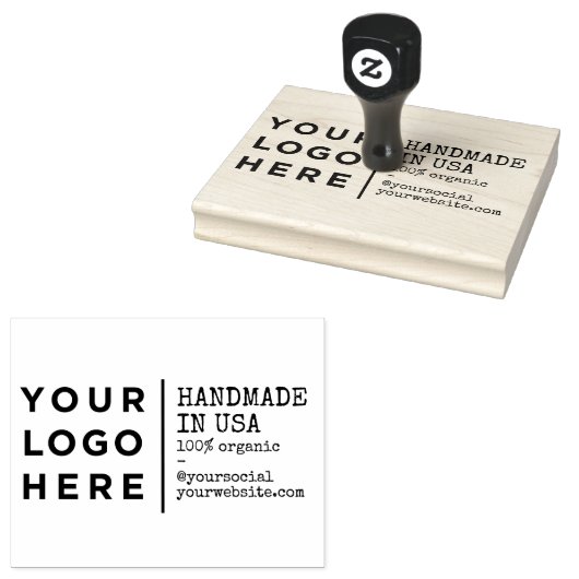 Handgemaakt in Usa Organic Your Business Logo Cust Rubberstempel (Gestempeld)
