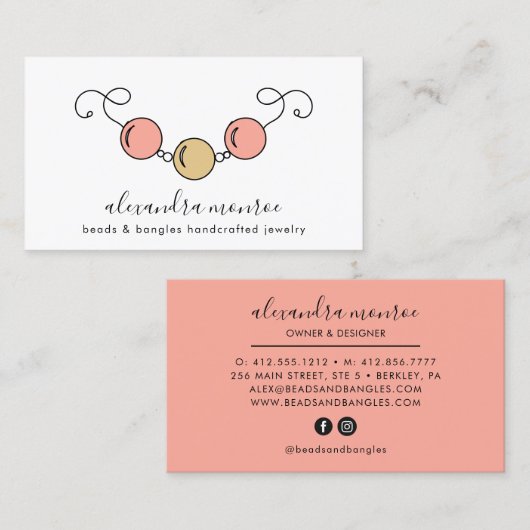 Handgemaakt juwelen Logo | Ontwerp van juwelen Visitekaartje (Voorkant / Achterkant)
