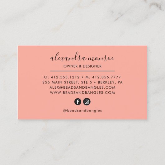 Handgemaakt juwelen Logo | Ontwerp van juwelen Visitekaartje (Achterkant)