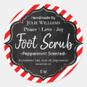  handgemaakt kerstvoetwagentlabel ronde sticker (Voorkant)