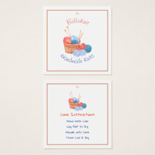 Handgemaakt Knit Care Label & Hang Label Vierkante Visitekaartjes