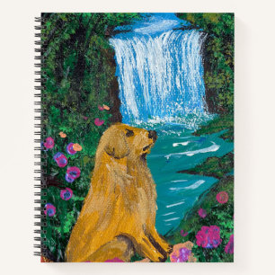 Handgemaakt Kunstwerk – Hond bij de Waterval Notitieboek