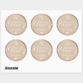 Handgemaakt liefdesscript logo harten roos gouden  ronde sticker (Vel)