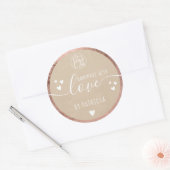 Handgemaakt liefdesscript logo harten roosgoud kra ronde sticker (Envelop)