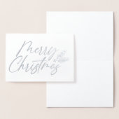 Handgemaakt Merry Christmas script w / Pine boughs Folie Kaarten (Display)