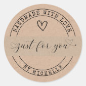 Handgemaakt met de elegante scriptkraft van Love Ronde Sticker (Voorkant)